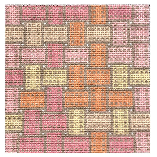Ribbon 4x4 Insert - Rose Painted Canvas Anne Fisher Needlepoint LLC 