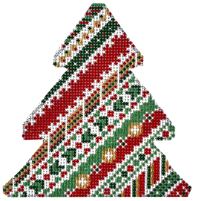 Ribbon Tree Ornament with Stitch Guide Painted Canvas Wipstitch Needleworks  - 1