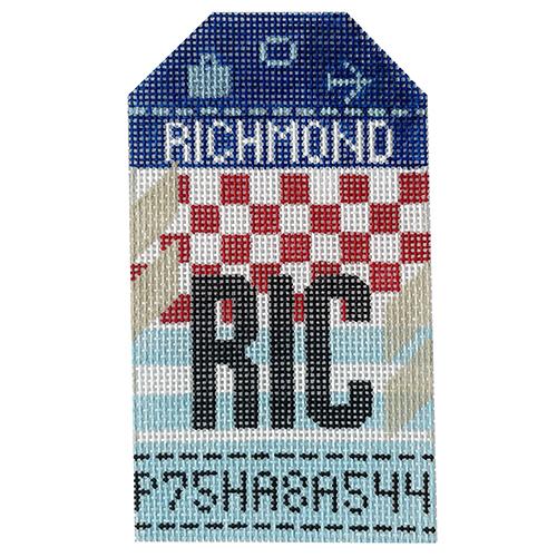Richmond RIC Vintage Travel Tag Painted Canvas Hedgehog Needlepoint 