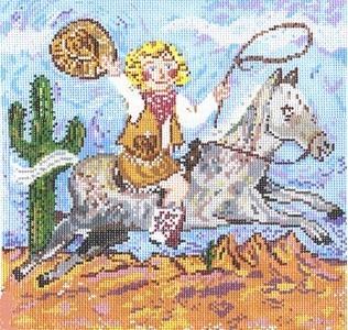 Ride "Em Cowgirl Painted Canvas Cooper Oaks Design  - 1