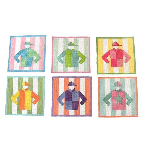 Riders Up Coasters Painted Canvas The Plum Stitchery 
