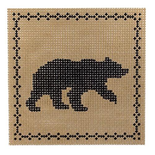 Right Facing Black Bear Painted Canvas The Plum Stitchery 
