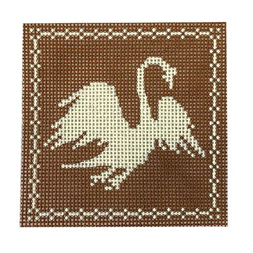 Right Facing Swan Painted Canvas The Plum Stitchery  - 1