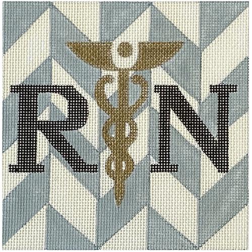 RN - Registered Nurse on Herringbone Painted Canvas Melissa Prince Designs 