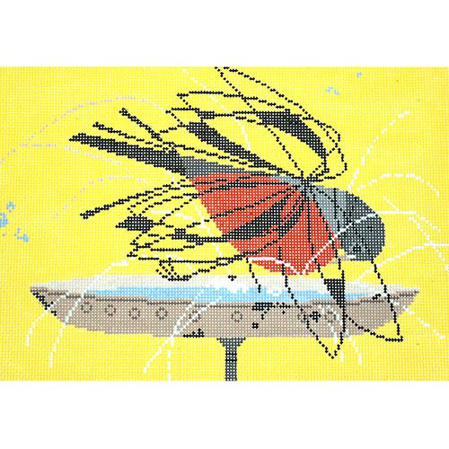 Robin Bathing Painted Canvas Charley Harper  - 1