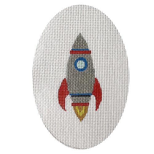 Rocket Blasting Off Oval Painted Canvas Raymond Crawford Designs 