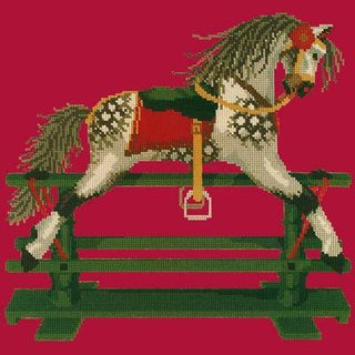Rocking Horse Needlepoint Kit Kits Elizabeth Bradley Design Bright Red 
