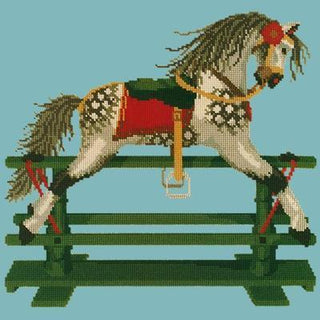 Rocking Horse Needlepoint Kit Kits Elizabeth Bradley Design Duck Egg Blue 
