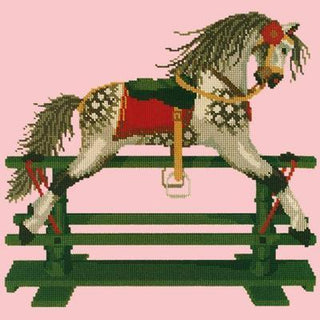 Rocking Horse Needlepoint Kit Kits Elizabeth Bradley Design Pale Rose 

