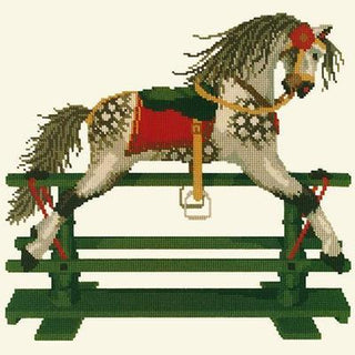 Rocking Horse Needlepoint Kit Kits Elizabeth Bradley Design Winter White 
