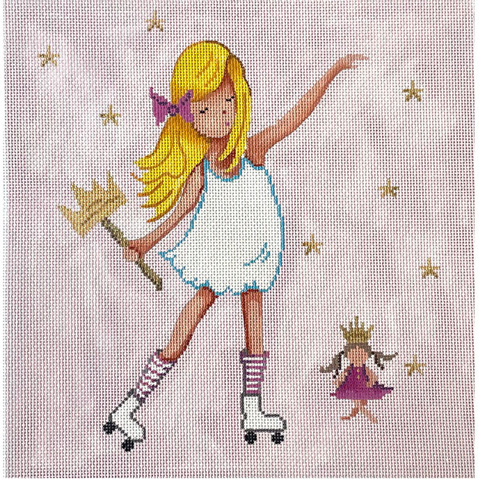 Roller Skating Princess Painted Canvas Patti Mann  - 1