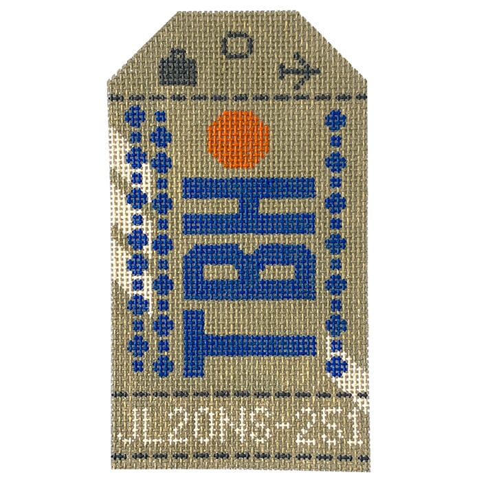 Romblon TBH Travel Tag Painted Canvas Hedgehog Needlepoint 
