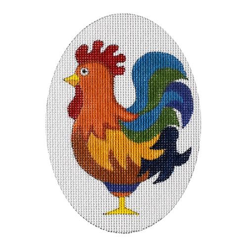 Rooster Oval Painted Canvas Raymond Crawford Designs 