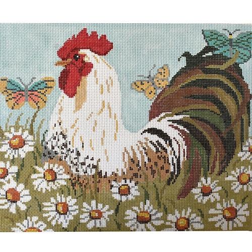 Rooster with Daisies Painted Canvas Birds of a Feather 