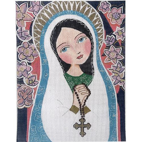 Rosary Mary Painted Canvas Love You More  - 1