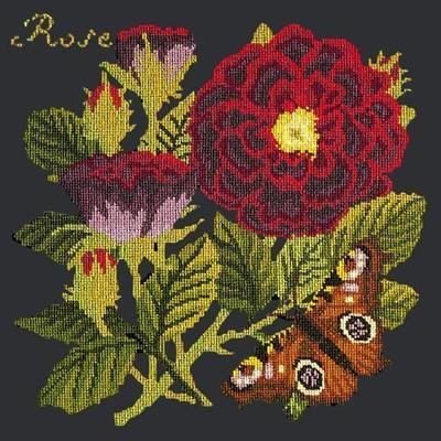 Rose Needlepoint Kit Kits Elizabeth Bradley Design Black 