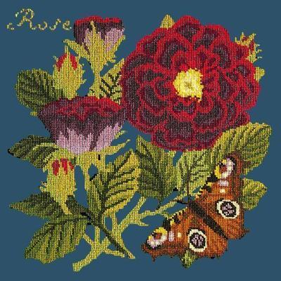 Rose Needlepoint Kit Kits Elizabeth Bradley Design Dark Blue 