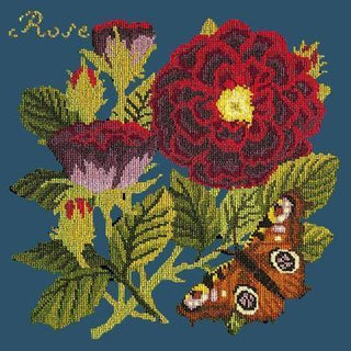 Rose Needlepoint Kit Kits Elizabeth Bradley Design Dark Blue 
