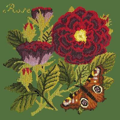 Rose Needlepoint Kit Kits Elizabeth Bradley Design Dark Green 