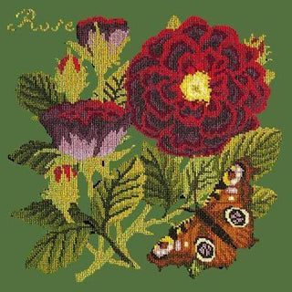 Rose Needlepoint Kit Kits Elizabeth Bradley Design Dark Green 
