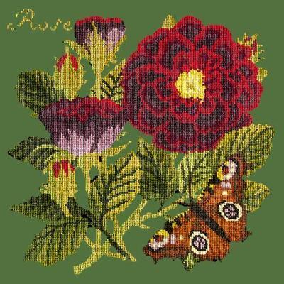 Rose Needlepoint Kit Kits Elizabeth Bradley Design Dark Green 

