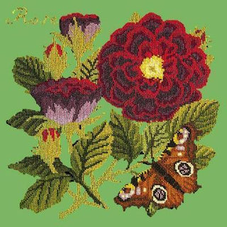 Rose Needlepoint Kit Kits Elizabeth Bradley Design Grass Green 
