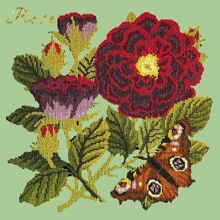 Rose Needlepoint Kit Kits Elizabeth Bradley Design Pale Green 

