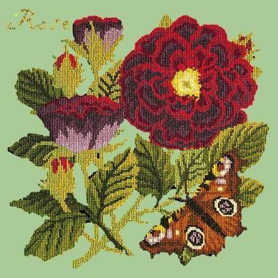 Rose Needlepoint Kit Kits Elizabeth Bradley Design Pale Green 
