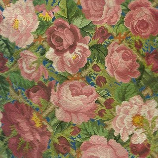 Rose Trellis Needlepoint Kit Kits Elizabeth Bradley Design Dark Blue 
