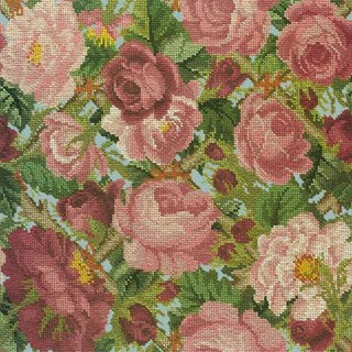 Rose Trellis Needlepoint Kit Kits Elizabeth Bradley Design Pale Blue 
