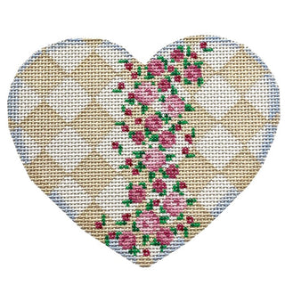 Rosebud/Harlequin Heart Painted Canvas Associated Talents 
