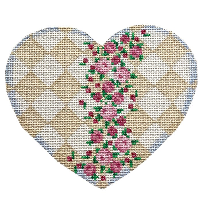 Rosebud/Harlequin Heart Painted Canvas Associated Talents 
