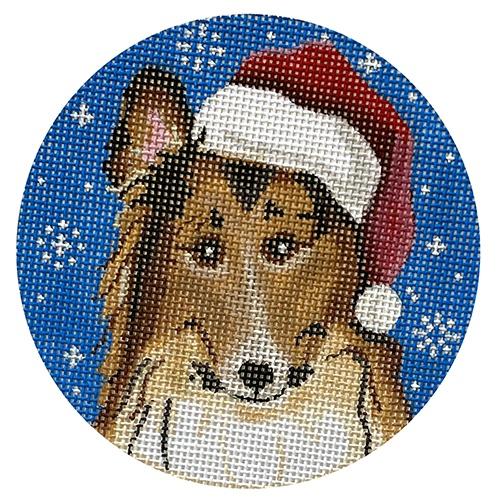 Rough Collie Santa Painted Canvas Pepperberry Designs  - 1