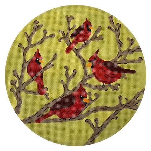 Round Cardinal Painted Canvas J. Child Designs 
