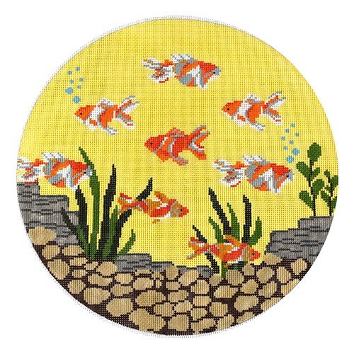 Round Fish Pillow Painted Canvas J. Child Designs 