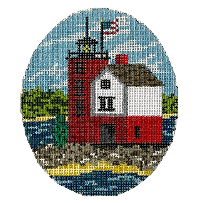 Round Island Lighthouse Painted Canvas CBK Needlepoint Collections 
