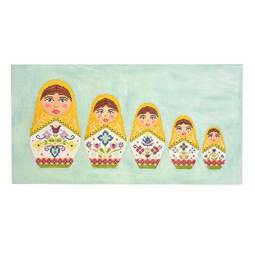 Russian Doll Pillow Painted Canvas Kirk & Bradley 