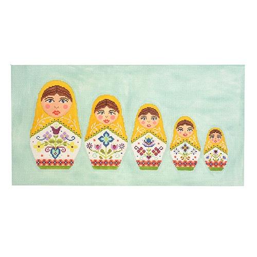 Russian Doll Pillow Painted Canvas Kirk & Bradley 

