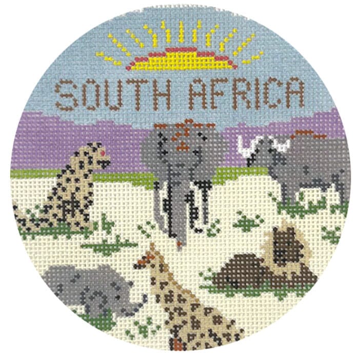 Safari Travel Round - Customizable Painted Canvas Atlantic Blue Canvas 