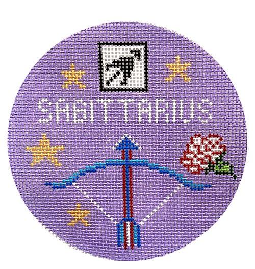 Sagittarius Zodiac Ornament Painted Canvas Doolittle Stitchery 