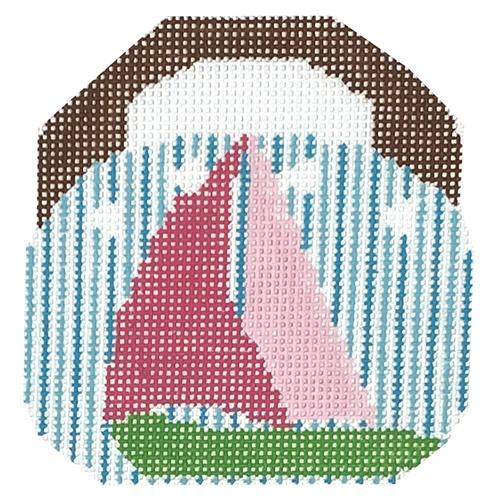 Sailboat 2 Bermuda Bag Painted Canvas Two Sisters Needlepoint  - 1