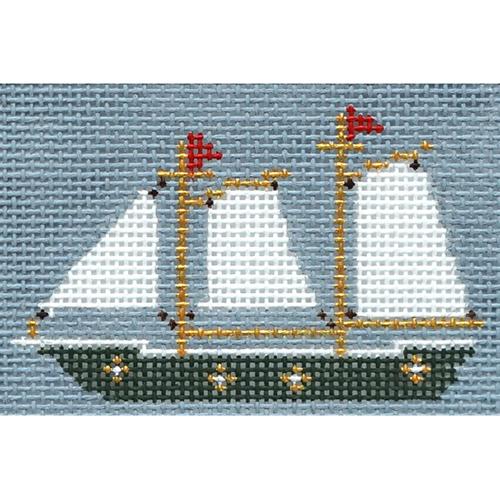 Sailboat Insert Painted Canvas The Plum Stitchery  - 1