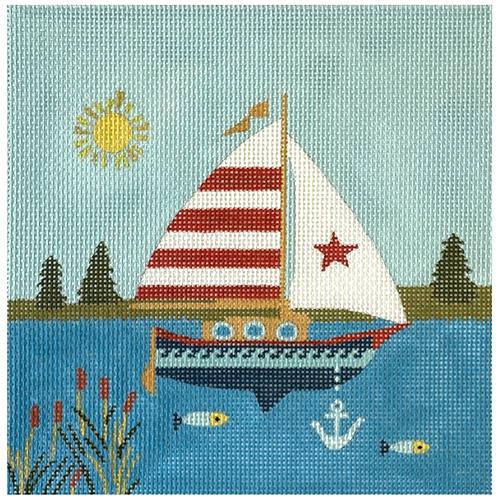 Sailboat on the Lake on 13 Painted Canvas Painted Pony Designs  - 1