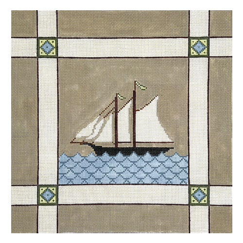 Sailboat Pillow JCD Painted Canvas J. Child Designs 