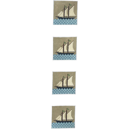 Sailboats Coaster Strip Painted Canvas J. Child Designs  - 1