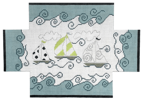 Sailboats Doorstop Painted Canvas Pippin  - 1