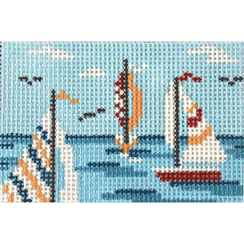 Sailboats Insert Painted Canvas Needle Crossings 
