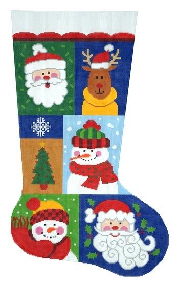 Sampler Stocking #2 Painted Canvas Lee's Needle Art Inc.  - 1