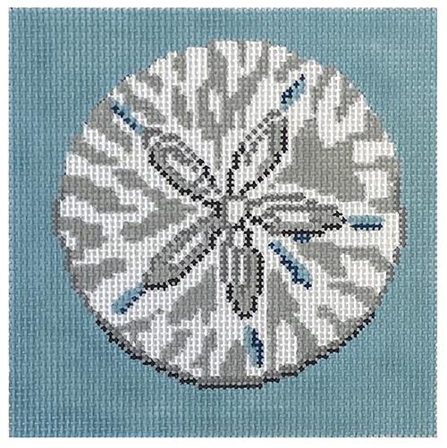 Sand Dollar on 13 Painted Canvas Needle Crossings  - 1