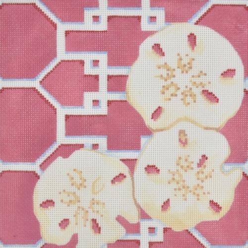 Sand Dollars on Lattice / Pink Painted Canvas Associated Talents 